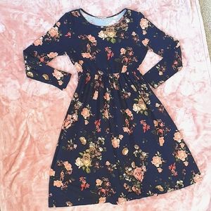 Navy Floral Dress (with Pockets!)